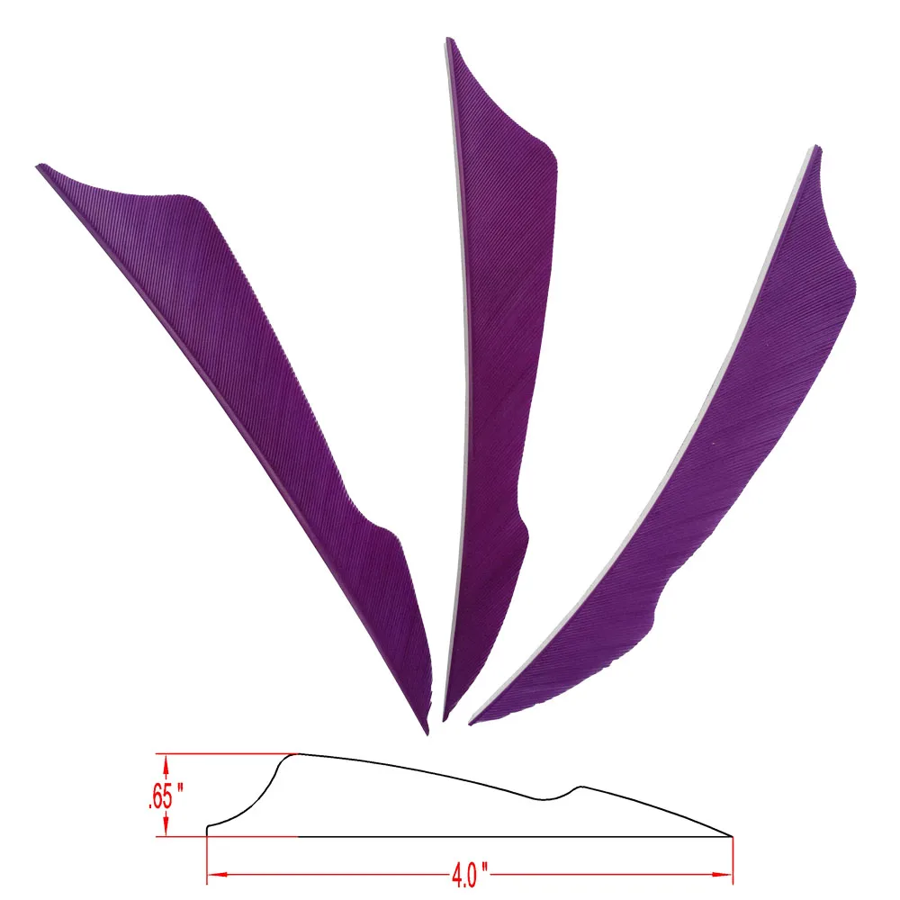 Стрелы для стрельбы из лука 4 дюйма, фиолетовый лук с перьями индейки, Fletching для традиционного Лука, аксессуары для правого и левого крыла