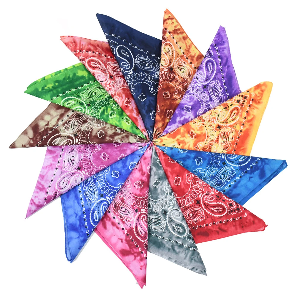 Zandy OEM cotton solid pure color paisley custom hip hop bandana scarf face bandana square scarf handkerchiefs