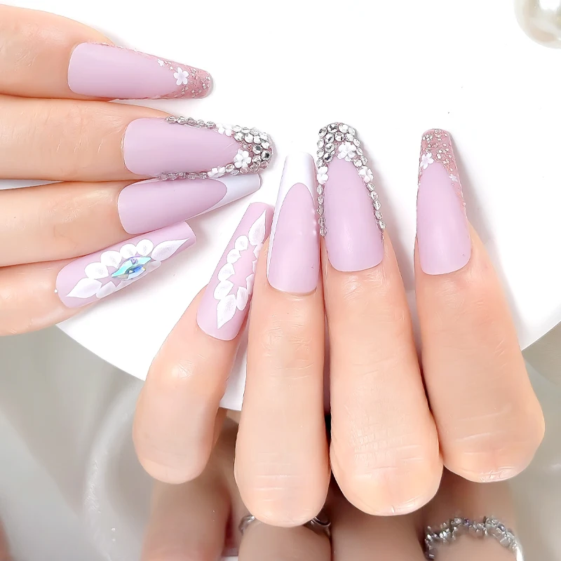 Winsome Beauty новый дизайн ручной работы во французском стиле 3D бриллиантовый роскошный пресс для маникюрного инструмента наконечники ногтей пальцев девочек