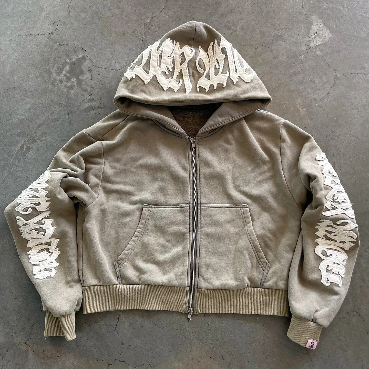 Chinese Clothing Manufacturers Custom Premium Embroidery Logo Mens 400 Gsm Army Green Set Tracksuit For Customs Men Clothes