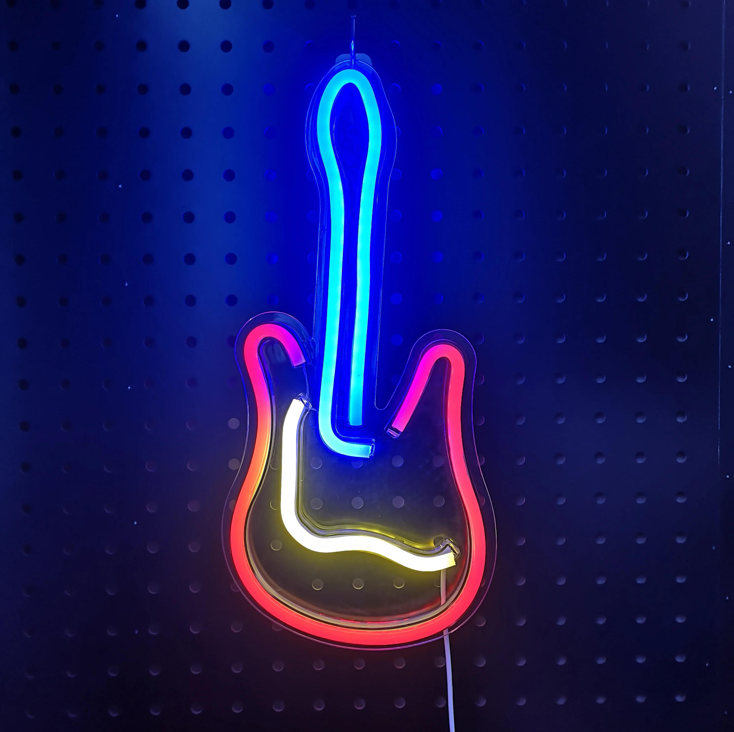 Guitar Neon Signs for Wall Decor,Live Music Neon Lights for Bedroom,Guitar Led Light up Sign with USB Powered for Music Party,