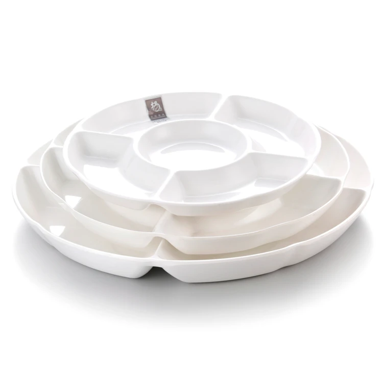 Factory supplies white round divided fruit serving tray
