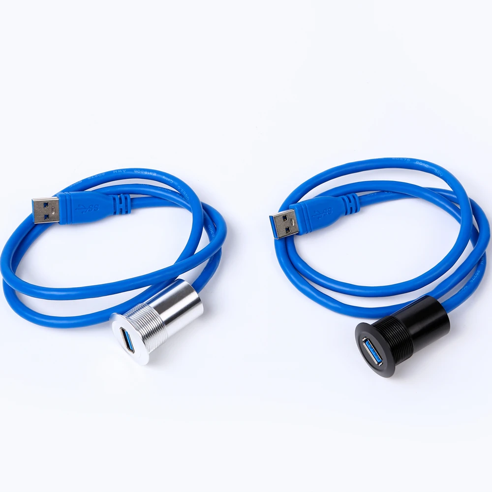 22mm metal USB connector/USB socket (USB3.0 FEMALE A - MALE A with 60cm wiring)