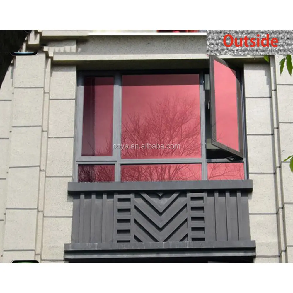 Red Solar Tint Window Film Self Adhesive Privacy Film One Way Mirrored Vinyl Reflective Glass Tint Sun Blocki