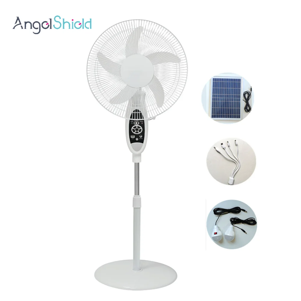 hot sale 16 inch Ventilador Recargable Portatil Portable Electric Rechargeable Solar Panel Brushless AC DC Stand Fan
