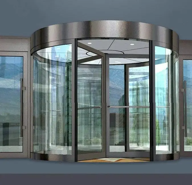 CN Factory Supply Automatic Revolving Door Hotel Entrance Door Waterproof Security Rotating Door System