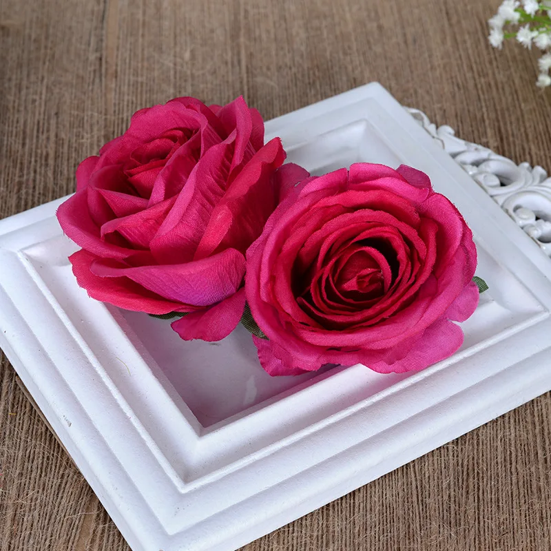 Manufacturer Wholesale 10 Cm Bulk High Quality Flower Head Silk Artificial Rose For Wedding Car Background Wall Arch Decoration