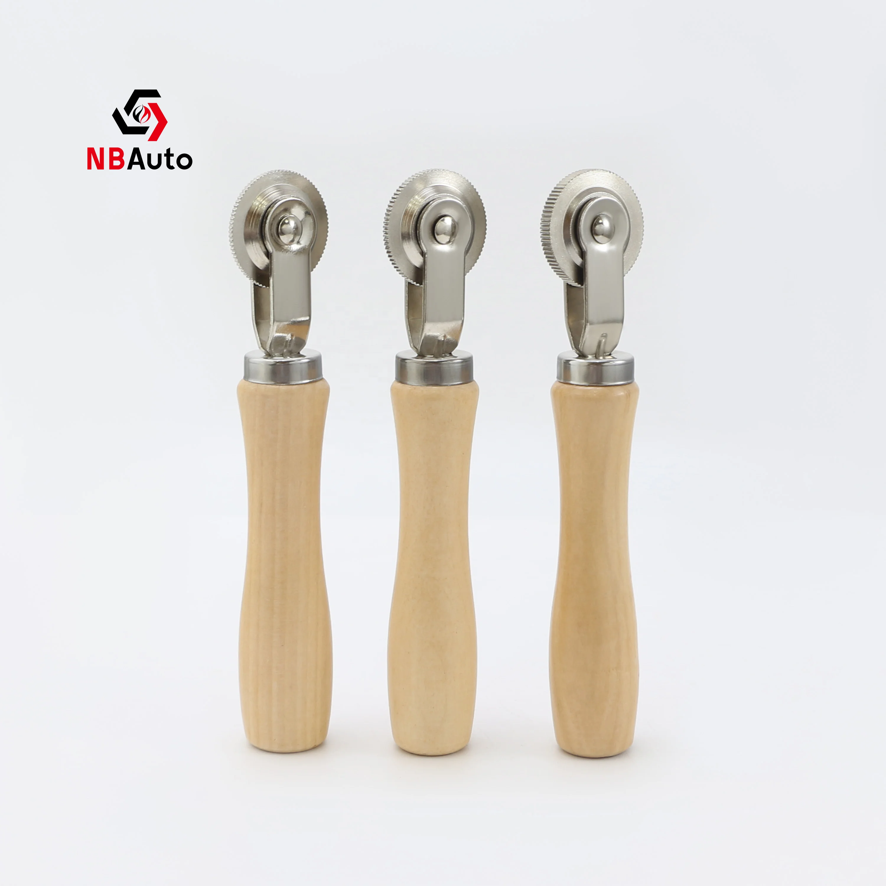NBAuto  Tyre Repair Tool Compaction Wheel Steel Roller With Wooden Handle Multi-Size Practical Tire Repair Tools