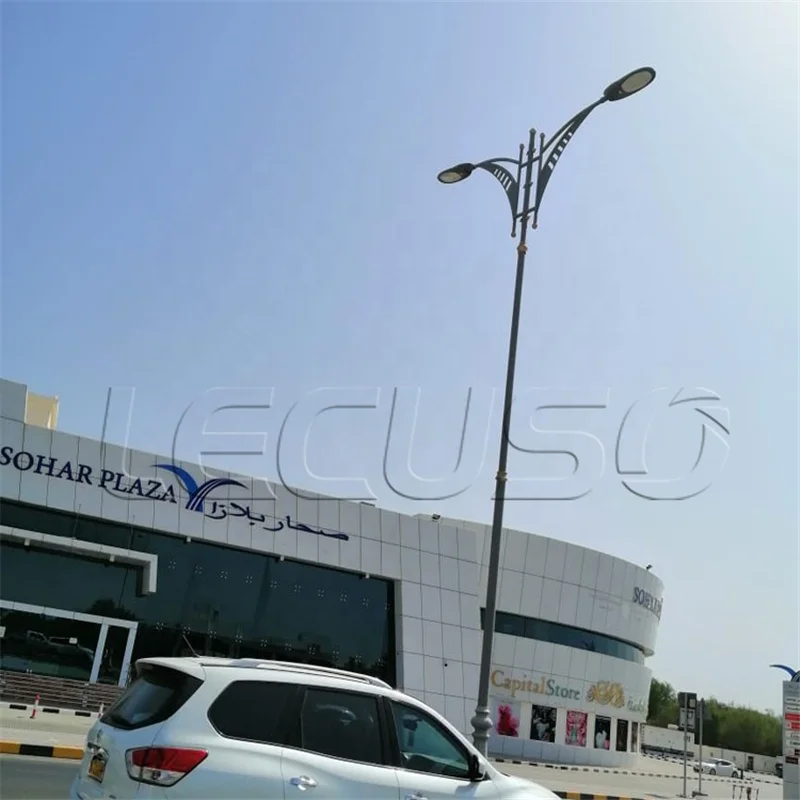 outdoor pole manufacturer design 6m 7m 9m led electric tapered street steel lighting solar lamp post price