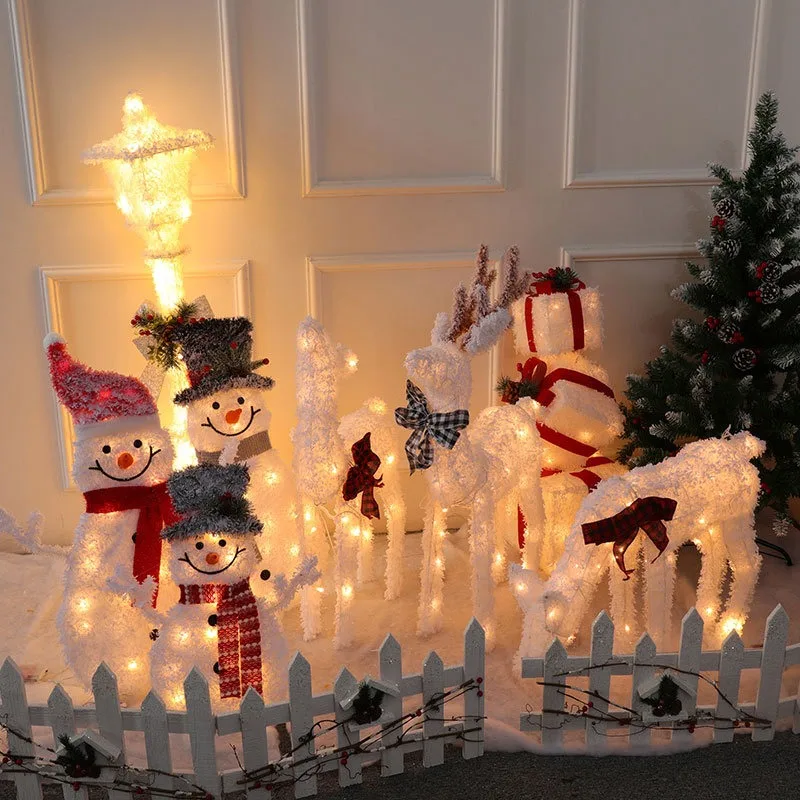 Indoor LED Winter Holiday Yard Supermarket Decoration Luminous Xmas Snowman Deer Christmas Snowman