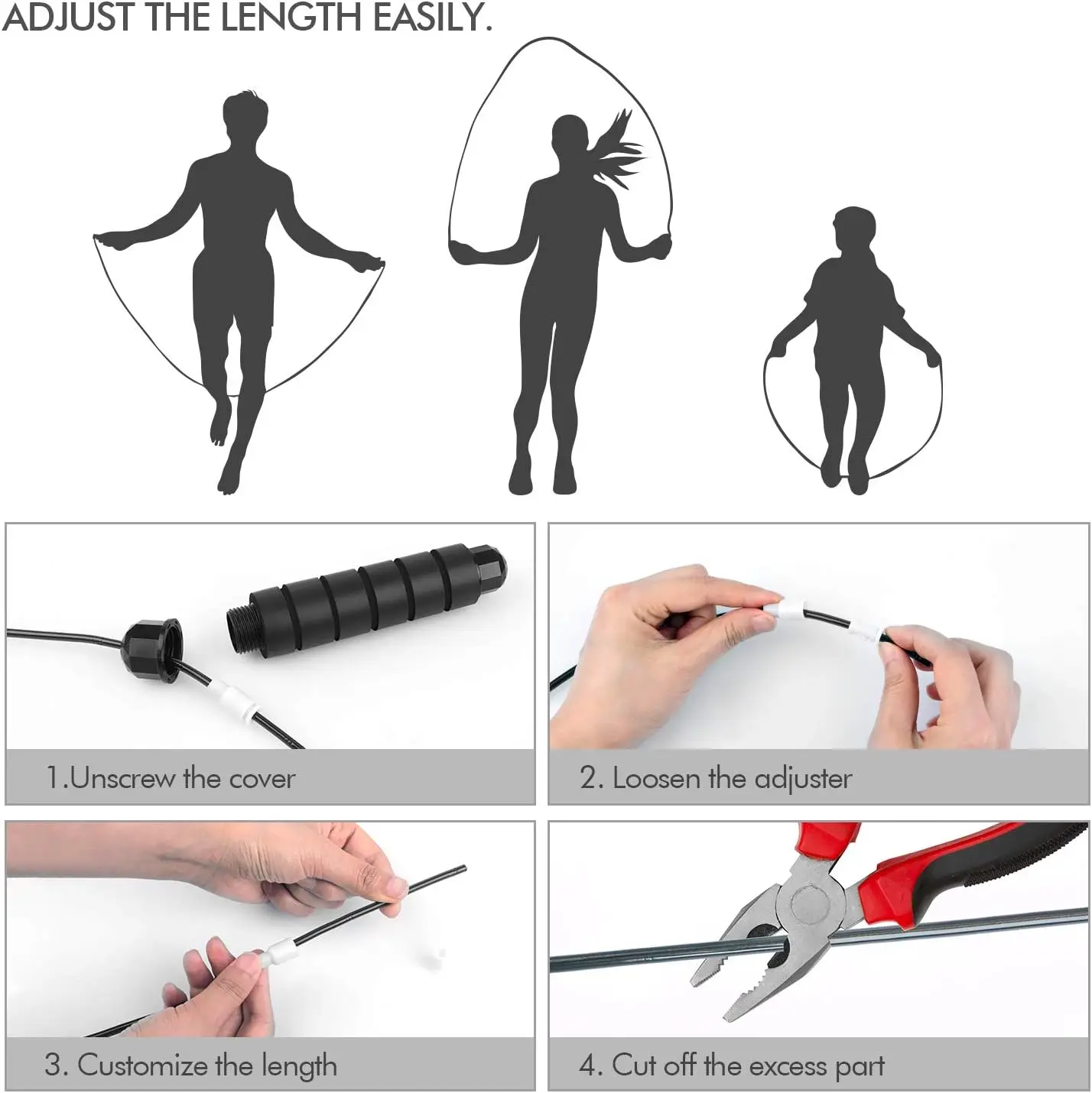 High quality Tangle-Free Rapid Speed weighted jump rope with Ball Bearings for adults Kids, Adjustable Jump Rope for Fitness