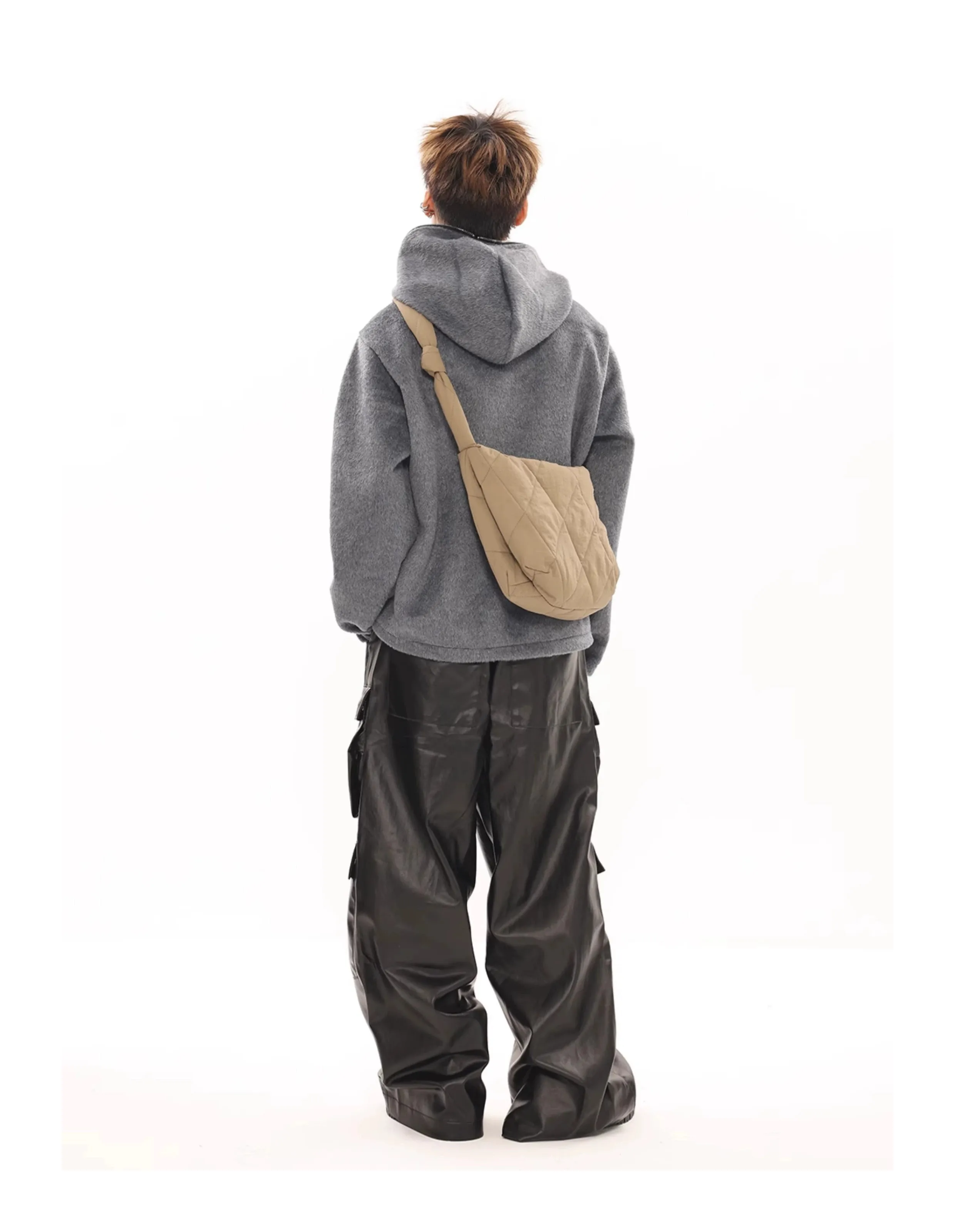 Black Wax coated Men Baggy Jeans Customization Skateboard Denim Y2K Brand Tag Men loose fit Pants wax denim Jeans for men