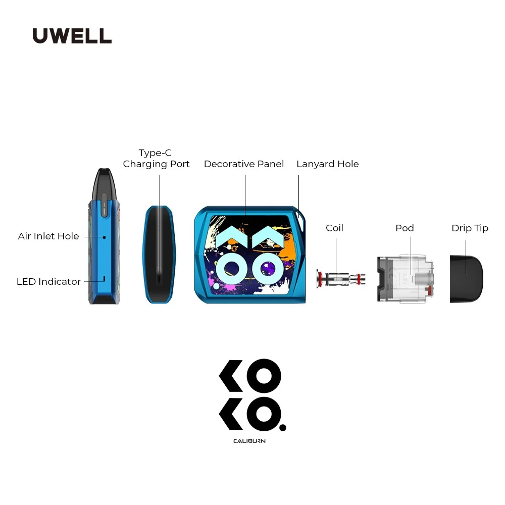 Оригинальный комплект для электронных сигарет Uwell Caliburn KOKO PRIME Pod с картриджем емкостью 2 мл 690