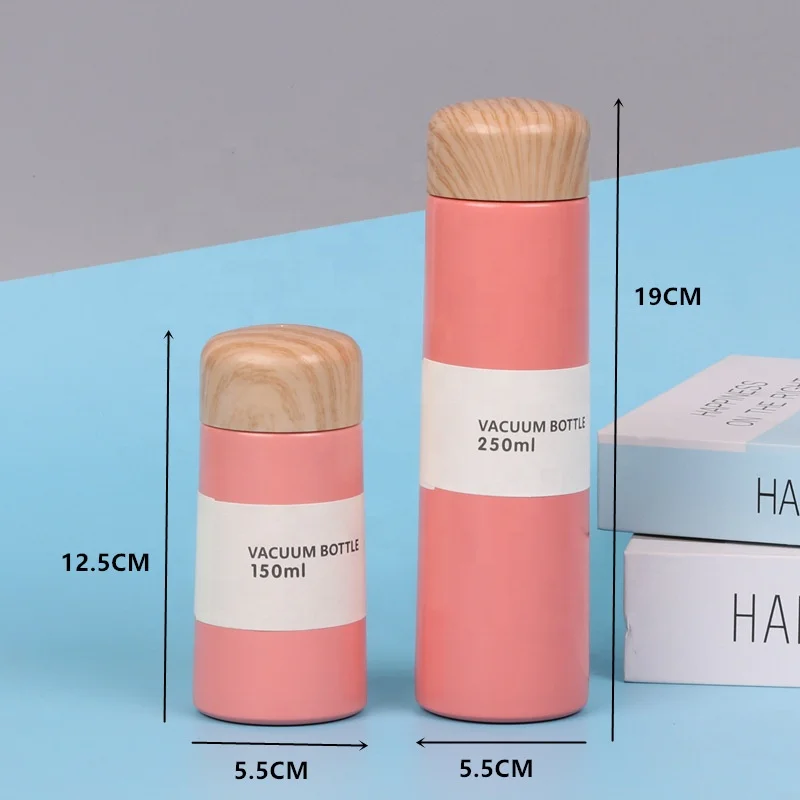 TY 150ml 250ml customized logo Stainless Steel Mini Cute Thermos With Wood Grain Lid Double Wall bottle
