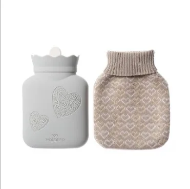
Eco Microwave Heating Bottle Environmental Silicone Transparent Hot Water Bag with Knit Cover. small. 