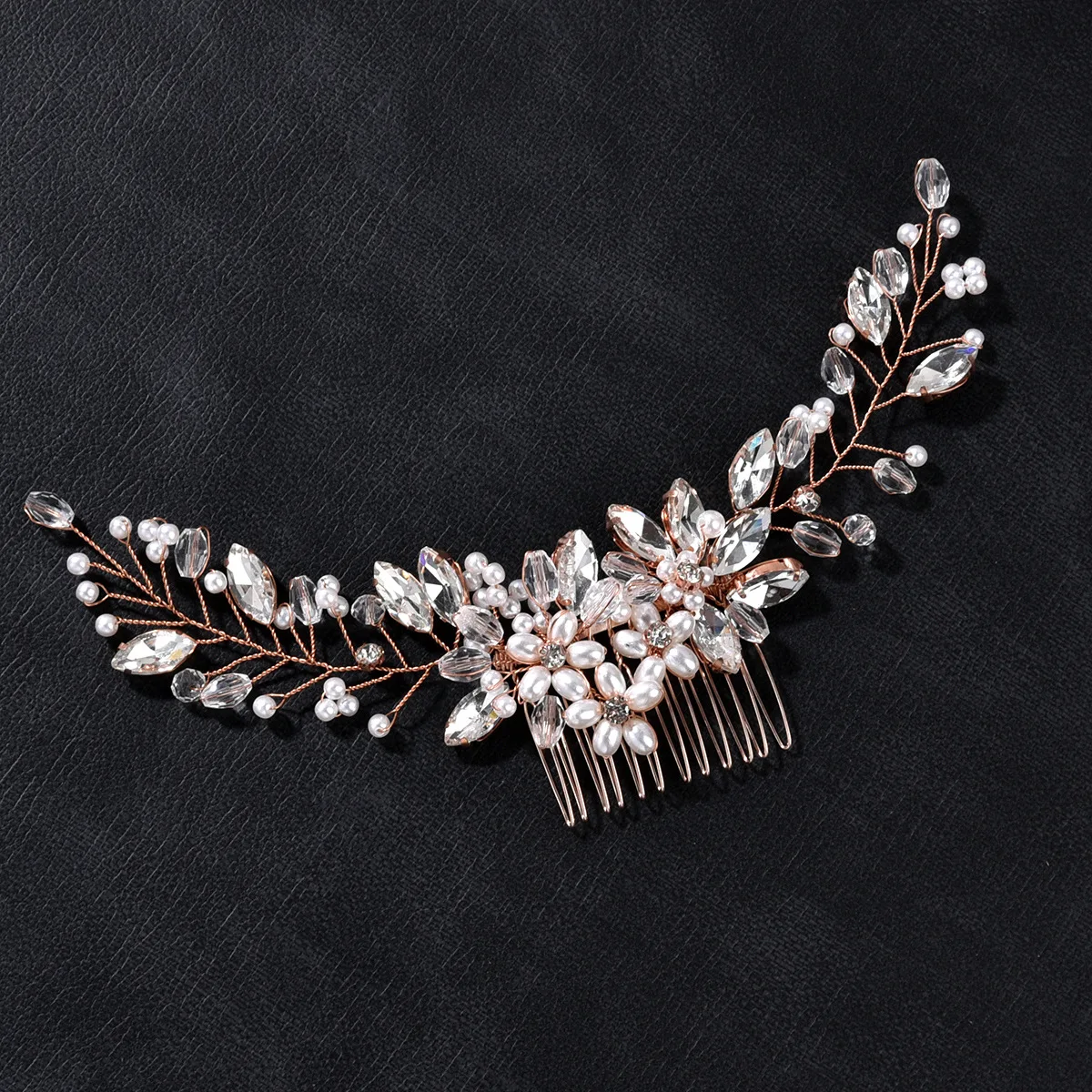 Rhinestones Pearls Flower Hair Comb Bridal Headpieces Hair Accessories Bridesmaid Tiara Wedding Hair Jewelry