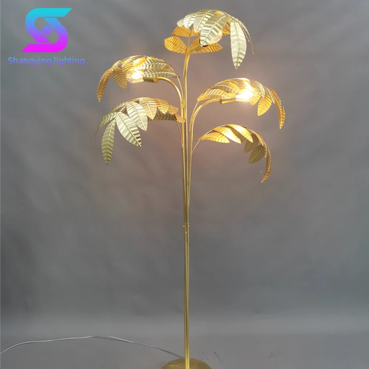Modern Led Lighting Golden Home Hotel Decorative Palm Tree Copper Nordic Stand Light Floor Lamp