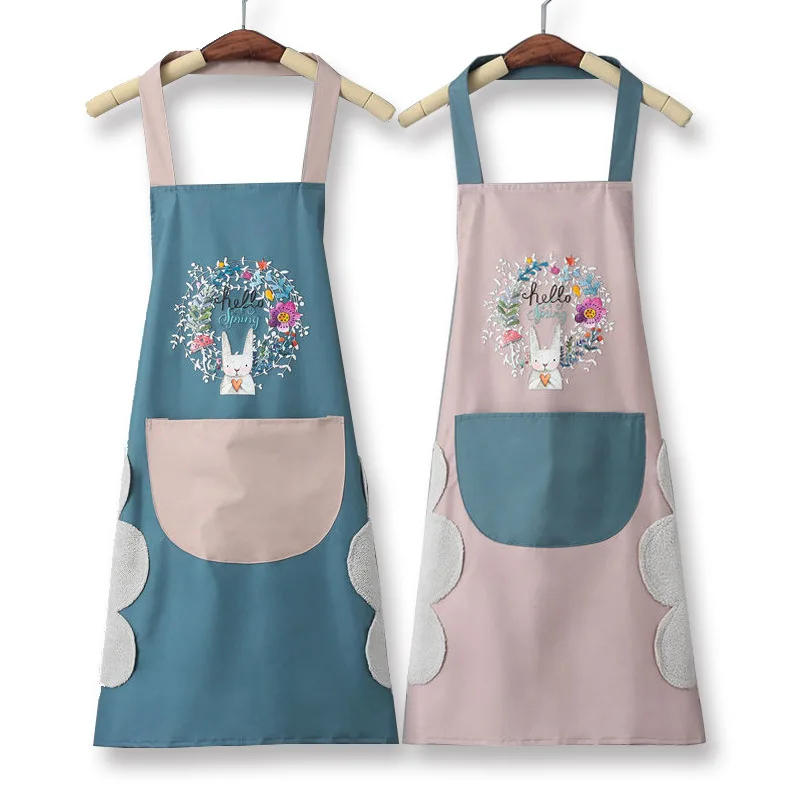 Internet Famous Super Waterproof Oil-Resistant Kitchen Apron Beautiful Rice Sheet Design Men Women Household Cooking Essentials