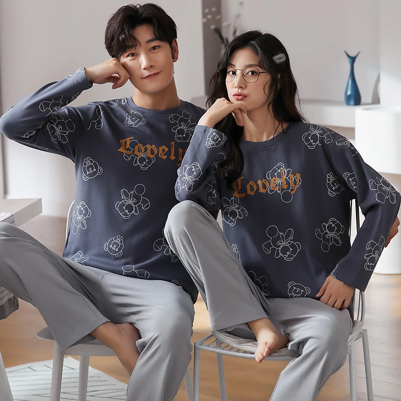 Fall Sleep Wear Lady 2 Piece Nightwear Rayon Nighty Home Clothes Silk Pyjama Designer Inspired Pajama Night Suit for Women Men