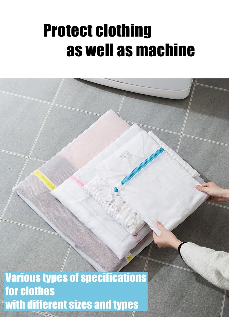 Wholesale modern foldable zipper polyester mesh custom laundry bag