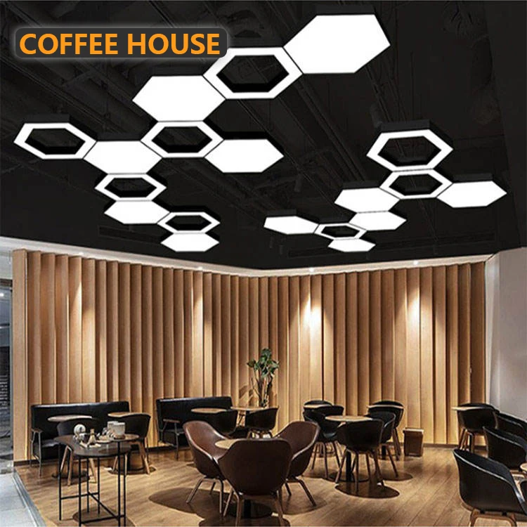 Commercial Ceiling Light 36W High Lumen Acrylic Lampshade 5 Years Warranty LED Hexagon Hanging Lights