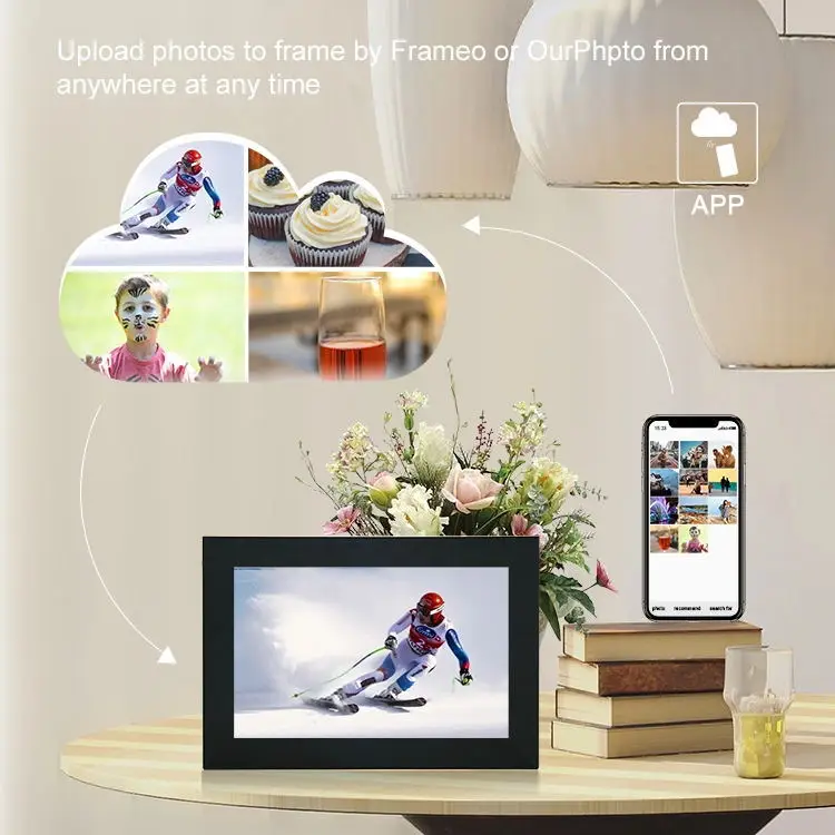 Умная цифровая фоторамка с Wi-Fi 10 1 дюйма сенсорный ЖК-экран IPS 1280x800 автовращение портрет и пейзаж встроенная память