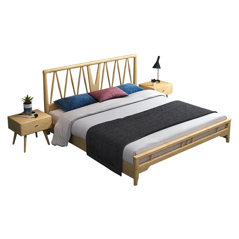 
Oak solid wood bed imported from Thailand modern simple American master bedroom double bed manufacturer direct purchase 