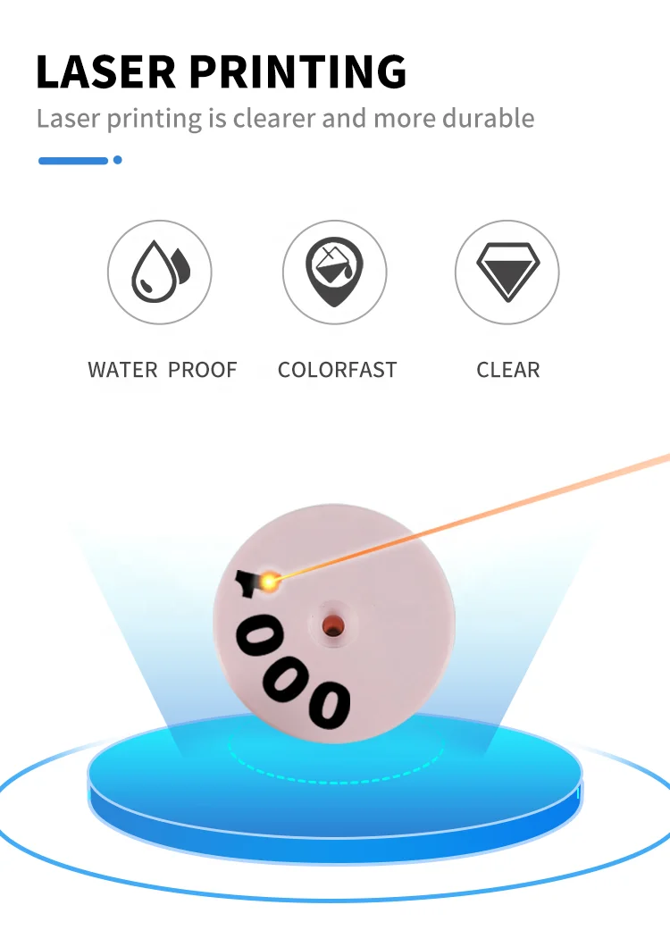 UHF002 Laser Printing TPU Material UHF RFID Strip Pig Sheep Ear Tag For  Farm Livestock Management