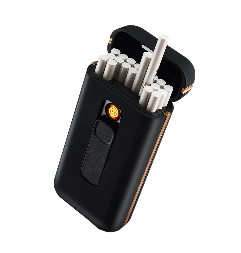 KY New 2 in 1 Portable Tobacco 20 PCS Waterproof Premium Metal Custom Cigarette Box with Lighter