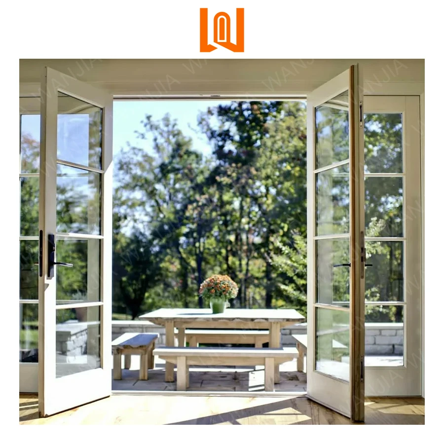 European Courtyard Doors Double Panel Glass French Plastic Entry Vinyl Patio Doors