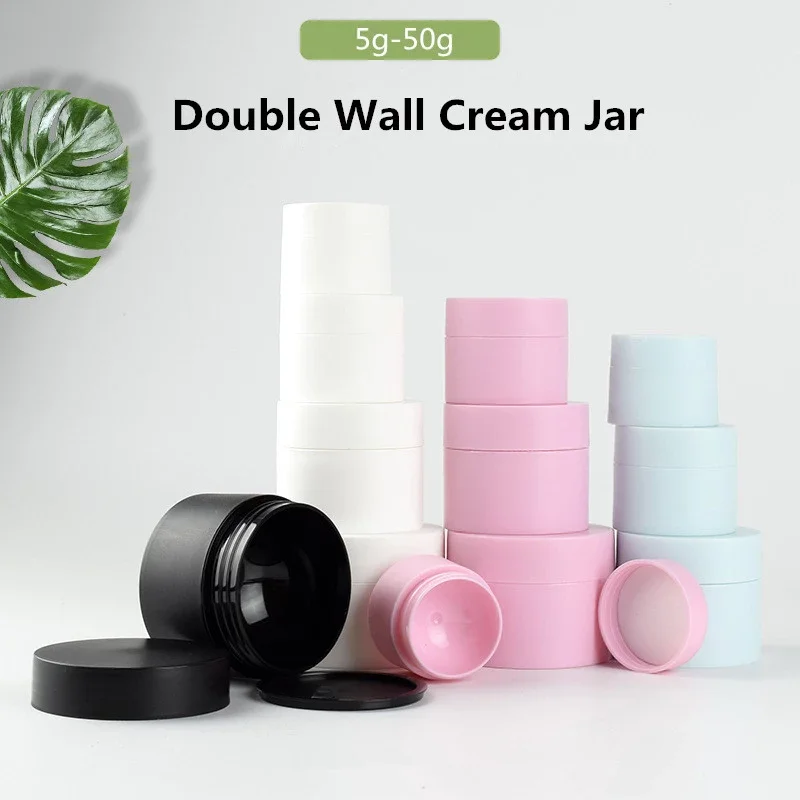 5ml 15g 20g 30g 50g empty sample colorful cosmetic jar cream container matte white blue pink black PP Plastic jar