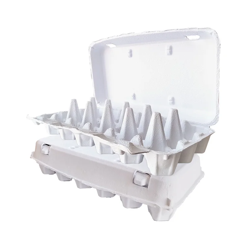 factory manufacturer white paper fiber egg box 3*6=18 holes flip top lid biodegradable hen egg containers farm business boxes