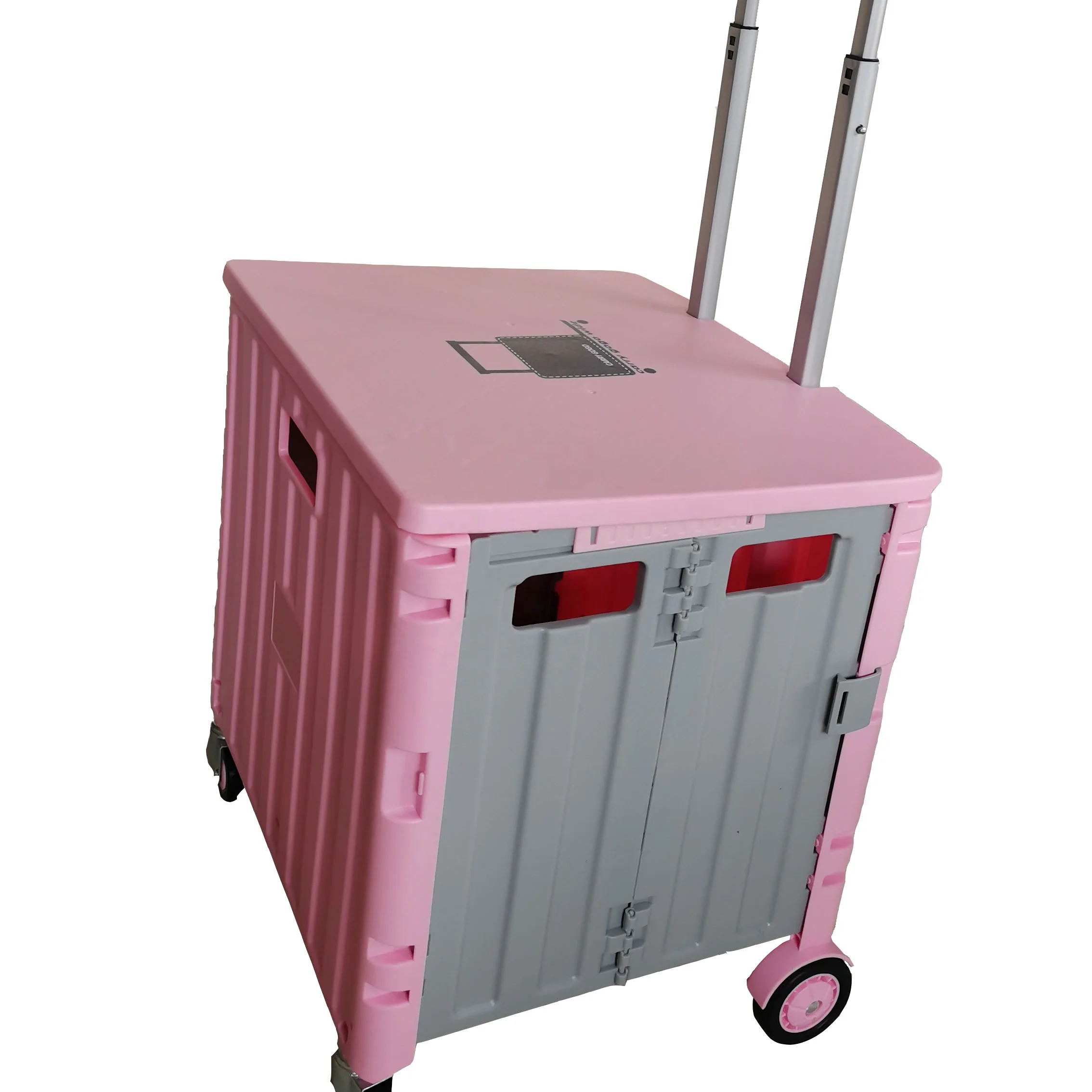 
pink 4 wheels folding shopping trolley cart foldable collapsible Korea trolley plastic grocery cart folding cart 