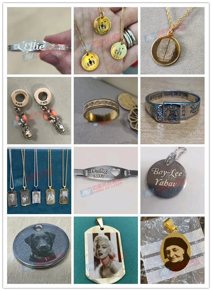 Gold coin jewelry engraver laser machine rotary ring name writing printing machine on silver necklace