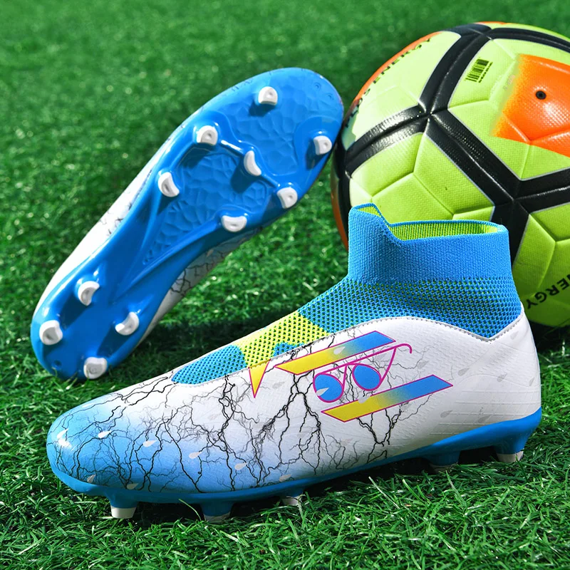 Factory Custom High Quality Sports Shoes Men Comfortable High-Top Soccer Boots Anti- Slip Spike Football Shoes