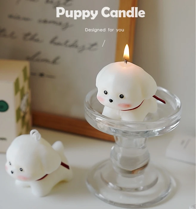 3D Animal Cute Puppy Statue Candle Dog Lover Gift Box Home Decoration Custom Art Scented Candle