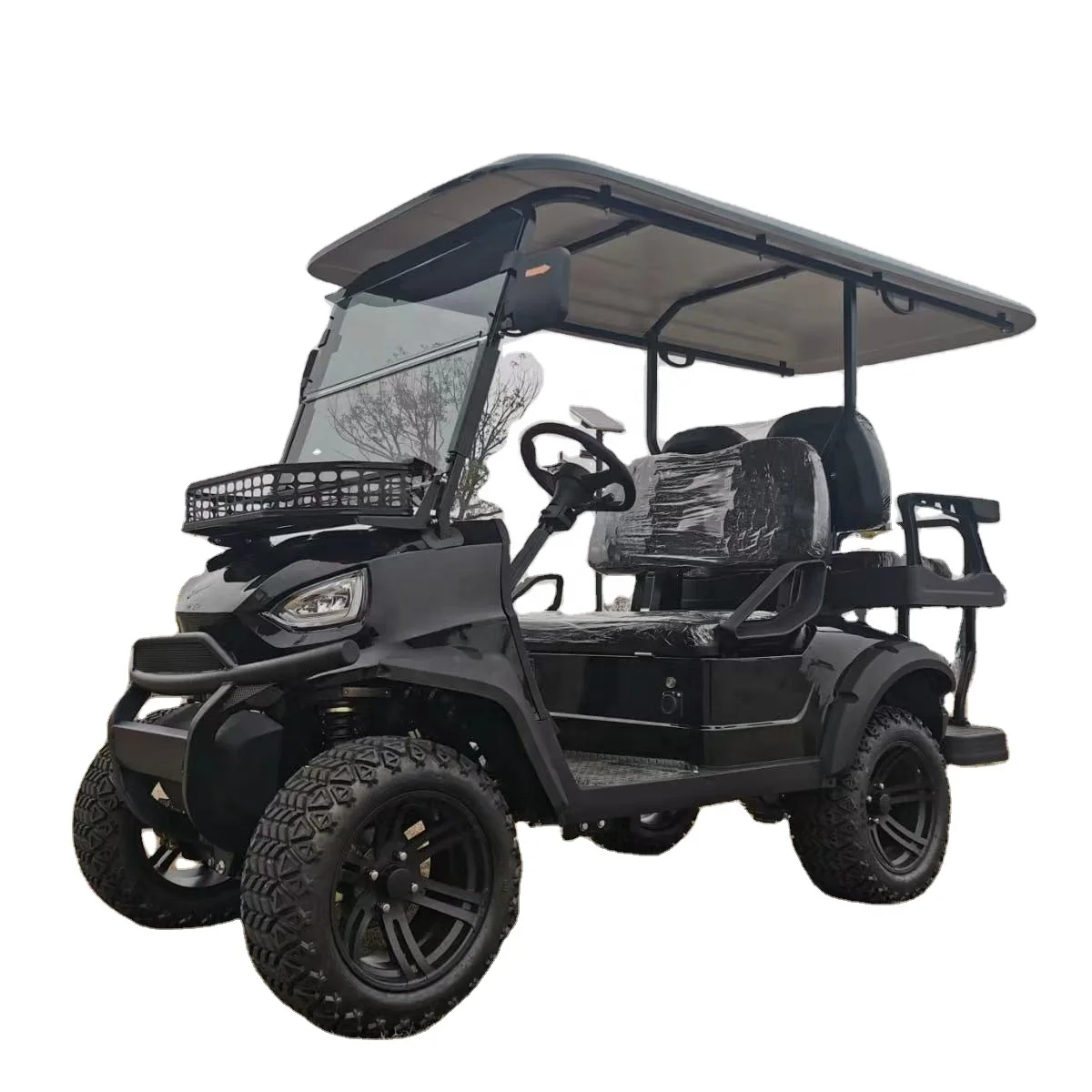 newest electric lifted golf buggy Club Car for Middle East strong motor power 5KW 48v USA ADC/KDS motor system with solar panel