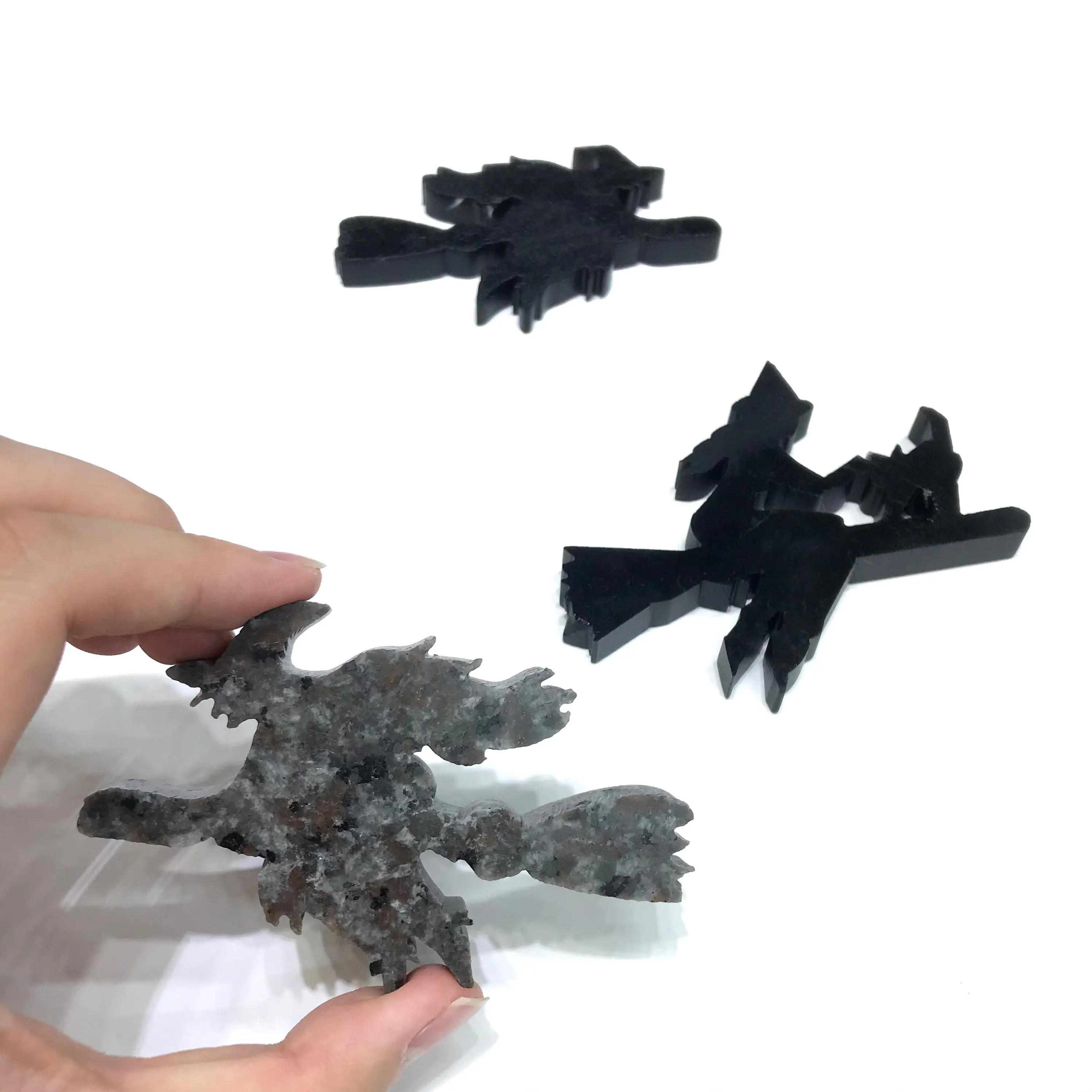 Natural High Quality Obsidian Fire Stone Pyrite Crystal Halloween Witch For Decoration Gifts