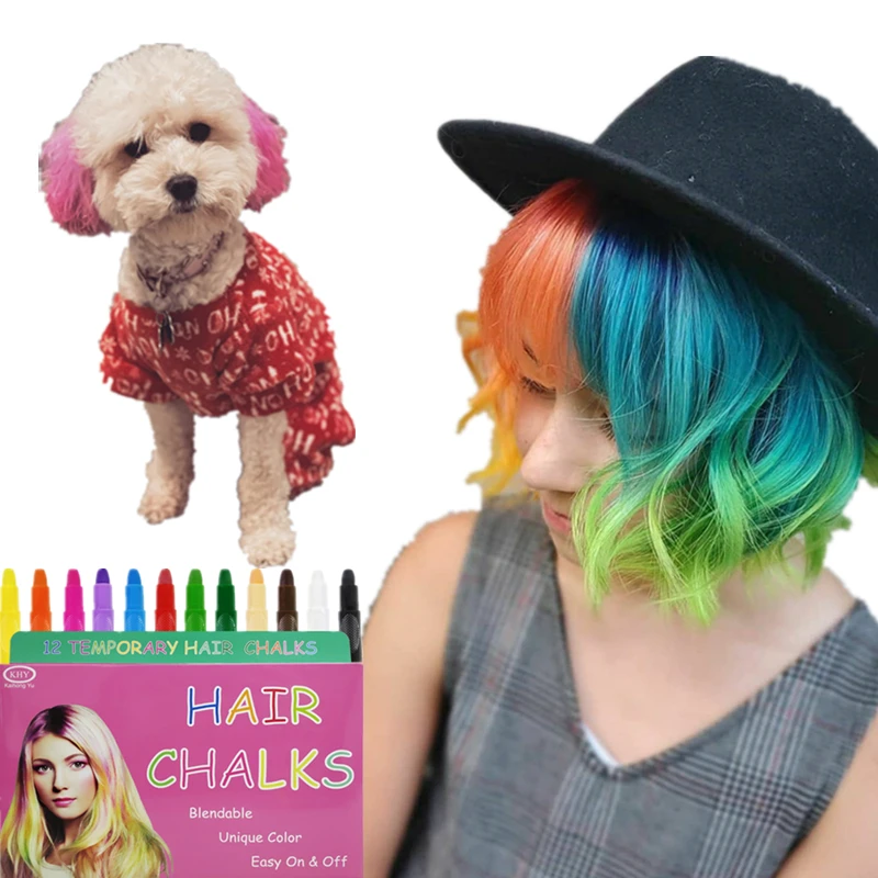 KHY Hot Sale 12 Colors Pet Pigment Colour Pen Manufacturer Kid Dog Colorful Dye Color For Hair Chalk Set