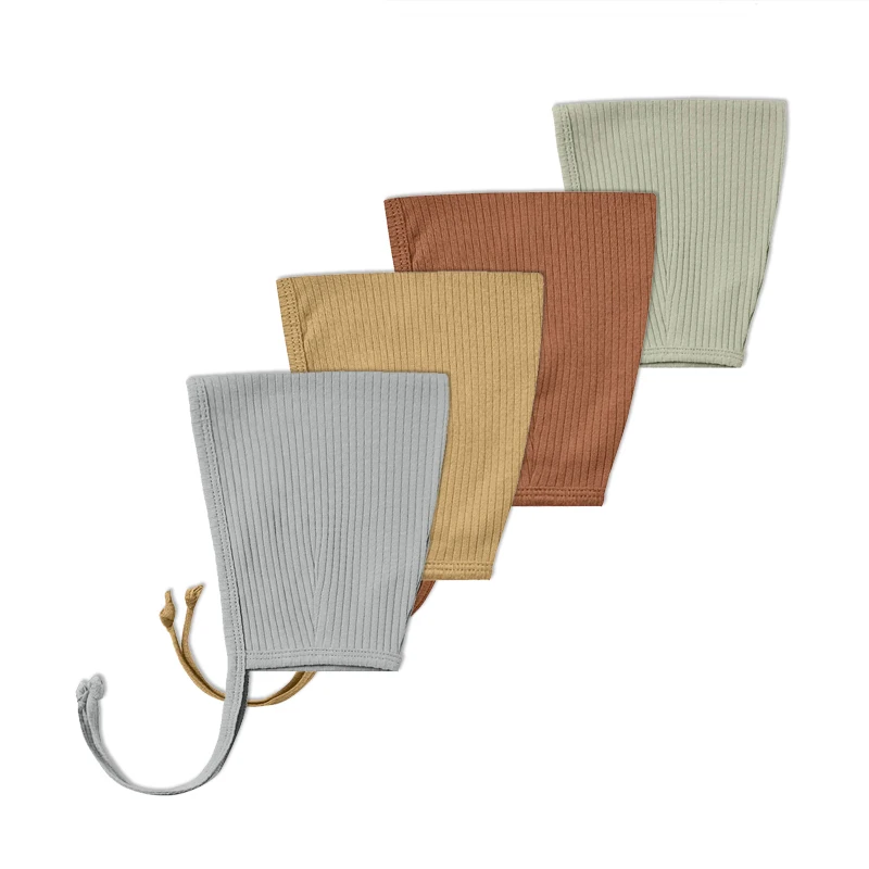 Оптовая продажа, изготовленная на заказ облегающая шапочка для новорожденных, из органического хлопка, трикотажная ребристая Шапочка-фаллоимитатор