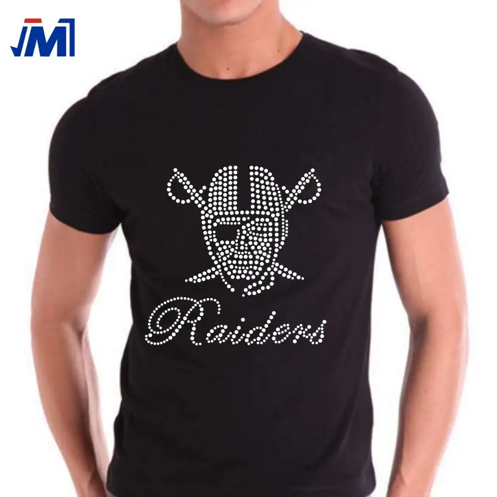 beautiful raiders rhinestone heat transfer iron on for Mens T-shirts