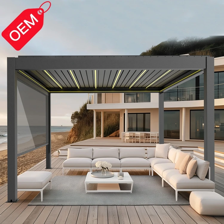 Sustainable Customized waterproof smart ECO FRIENDLY Motorized Louver Arches Garden China Waterproof Aluminum Pergola