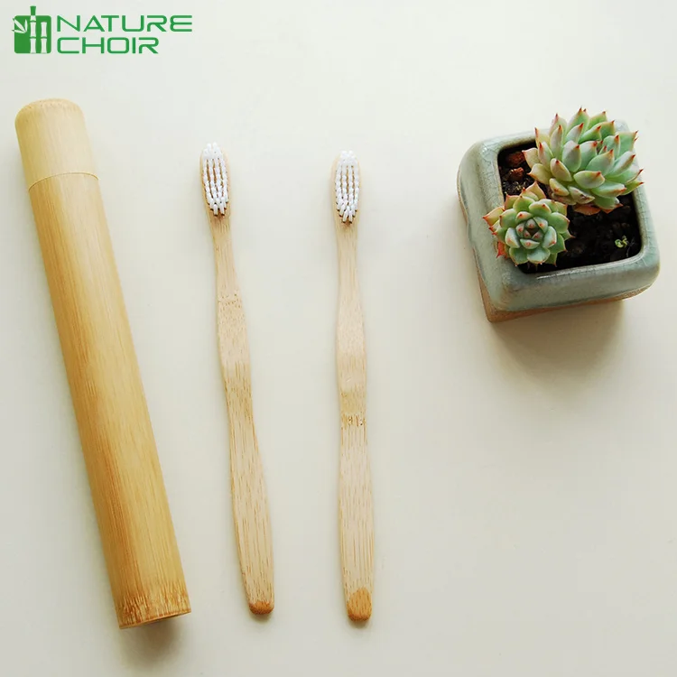 Custom Logo Replaceable Head Bamboo Toothbrush With Castor oil or Corn starch bristles