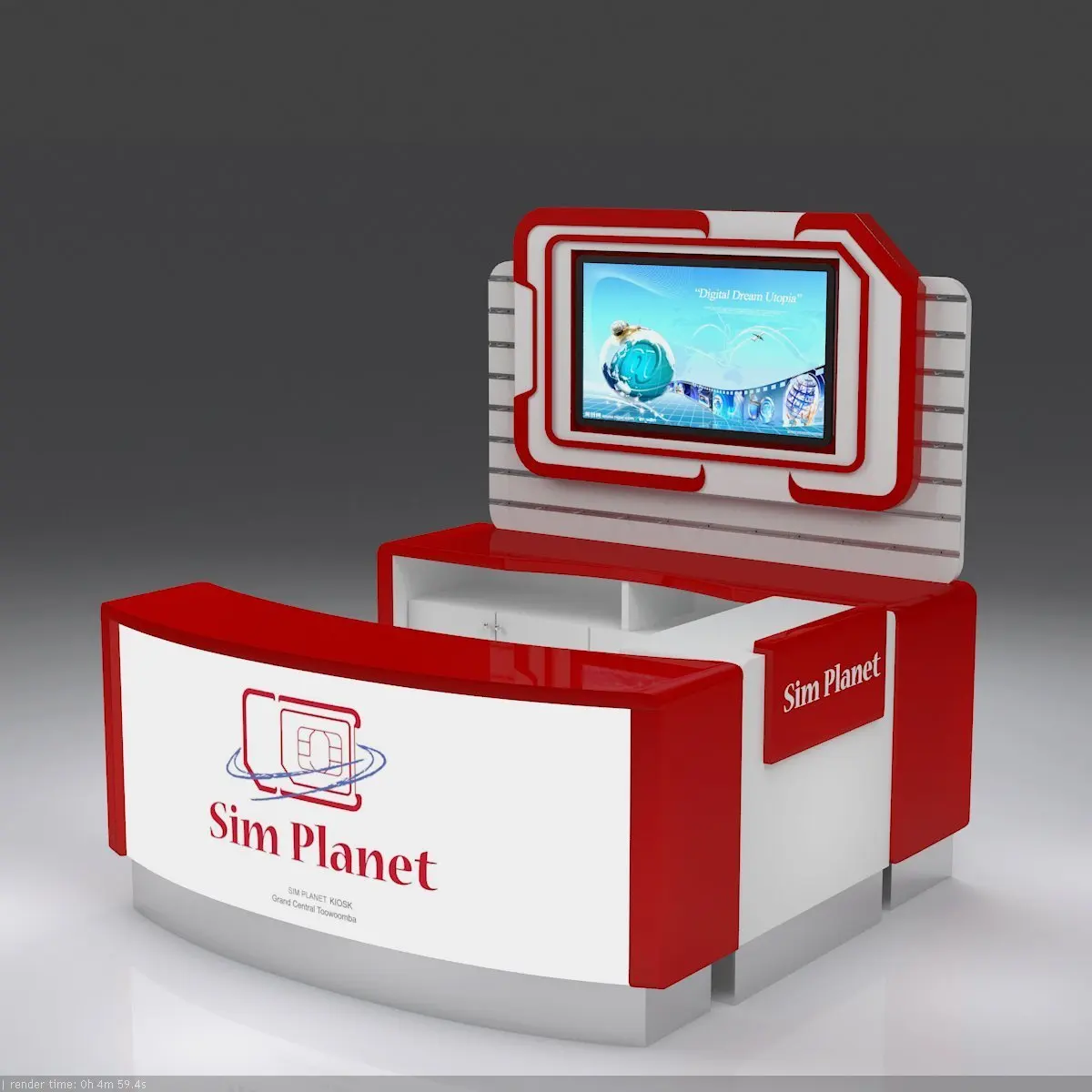 White And Red Kiosk Showcase Cabinet Display Counter Cellphone Mobile Phone Small Retail Kiosk For Sale