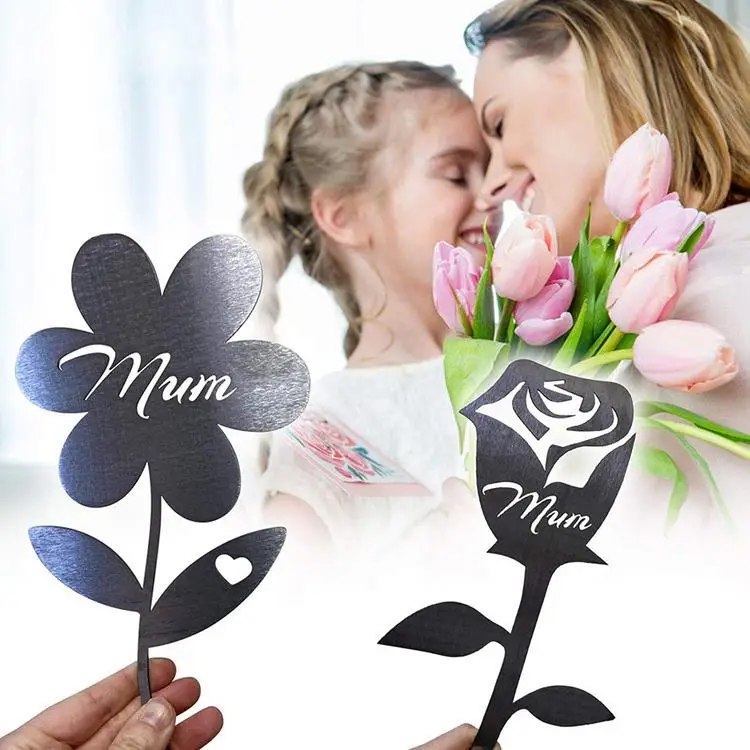 
Metal Flower Garden Decorative Stake Mum Flower Stakes Steel Sculpture Mothers Day Wall Art Decoration 