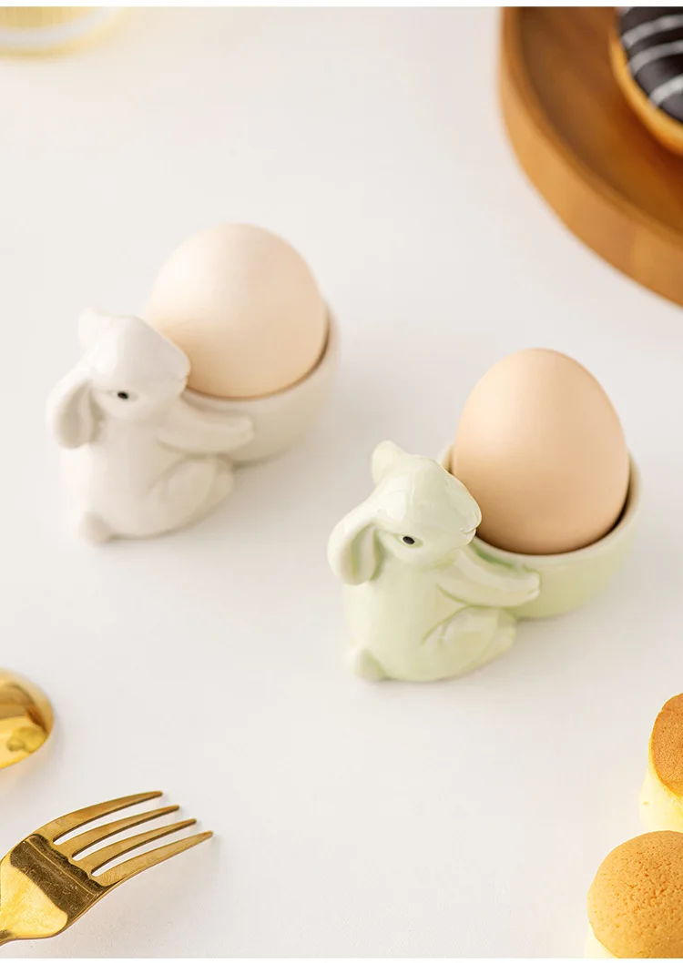 European rabbit breakfast egg tray small fresh and simple ornaments desktop living room home decoration ceramic egg cup