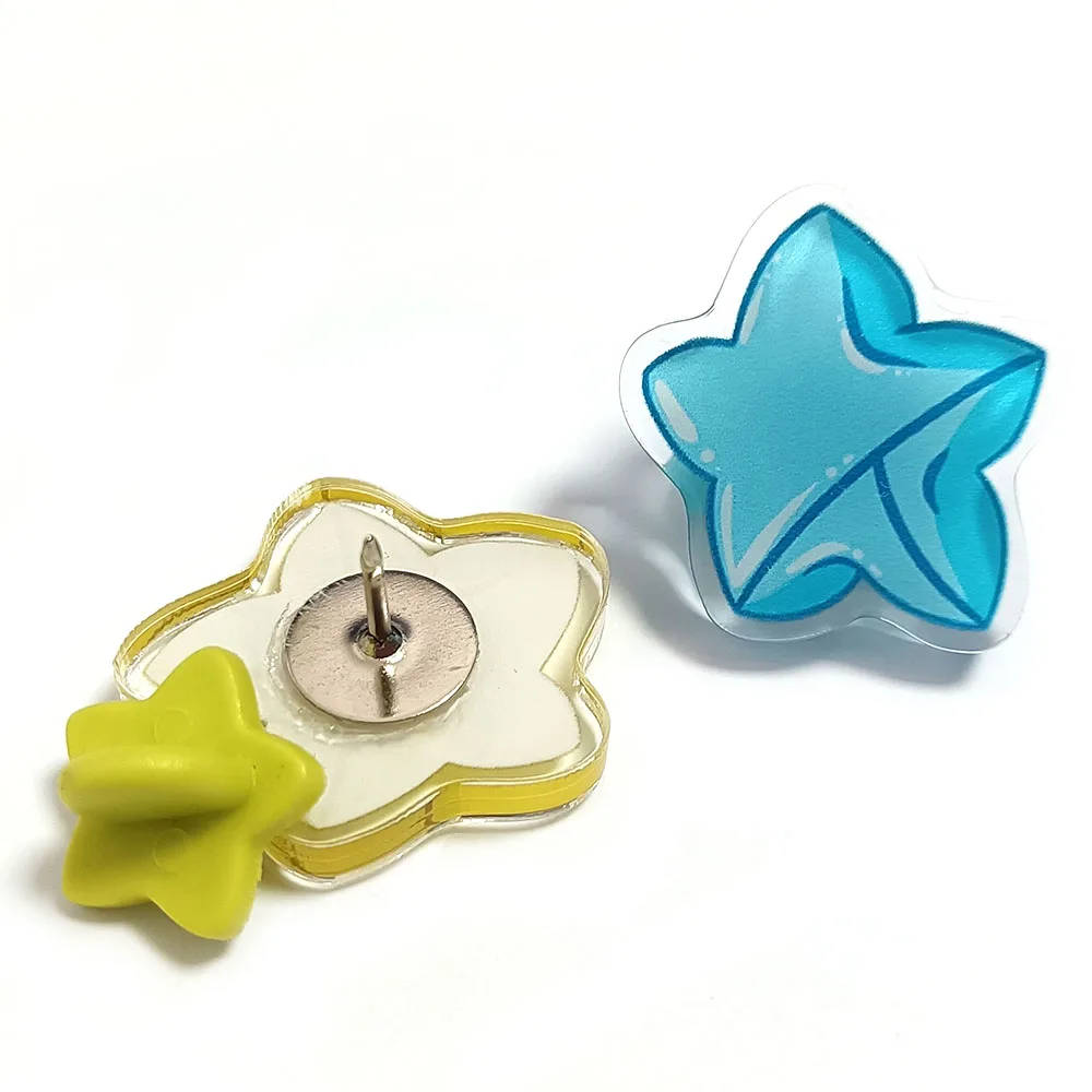 Custom logo print cartoon acrylic pins plastic cute pin with butterfly clutches