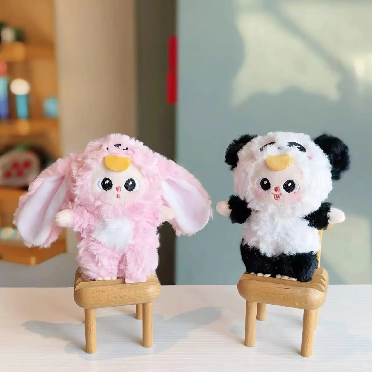 2024 Trending Cute Baby Three Stuffed Plush Toy Plush Keychains Fluffy Baby Three Animals Lucky Cat Mini Plush Toys Pendant