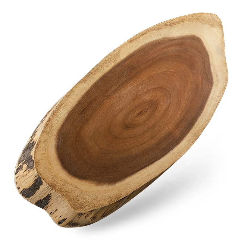 Natural and Organic Raw Wood Serving Board Acacia Tree Bark Wood Chopping Board