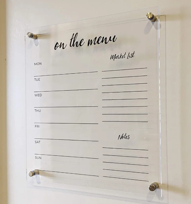 Wholesale Custom Clear Acrylic Dry Erase Board Printing Calendar Menu Message Signs Reusable Frameless Wall Mounted Planner
